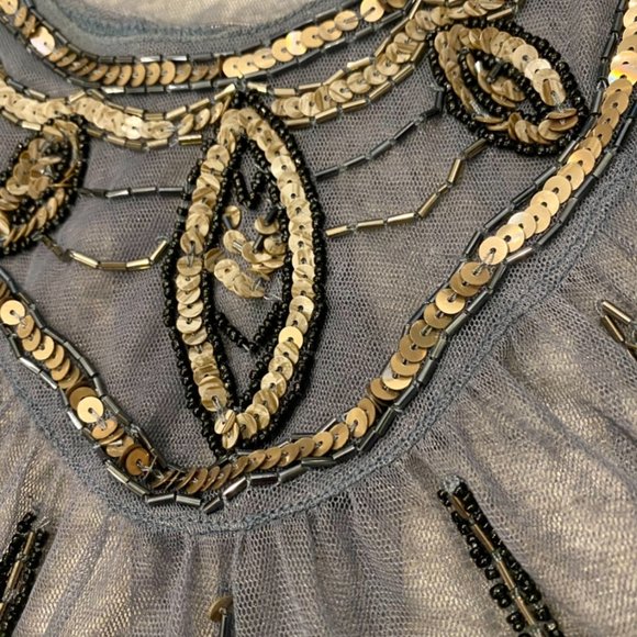 FREE PEOPLE Blue-Gray Sheer Beaded Tank - Picture 4 of 8